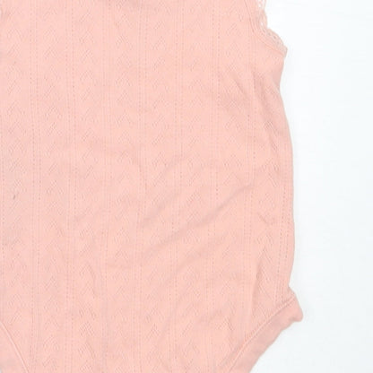 F&F Girls Pink  Cotton Babygrow One-Piece Size 6-9 Months