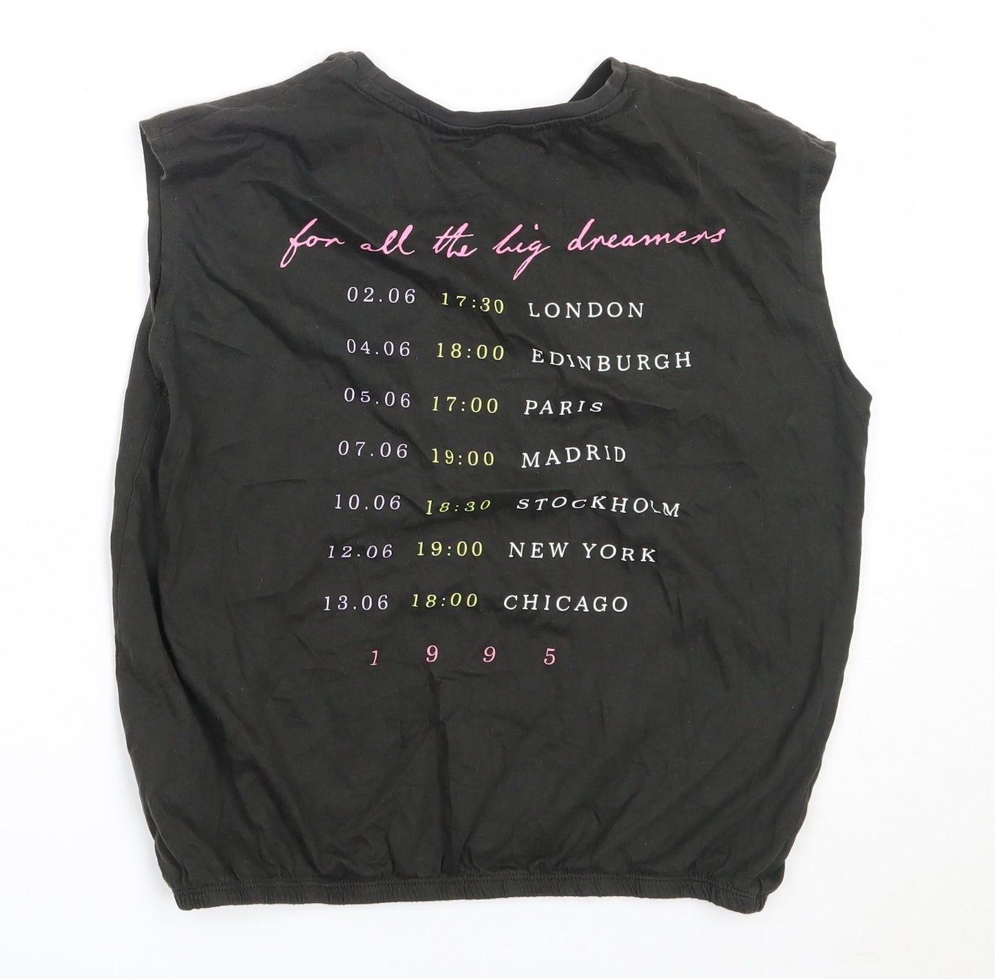 H&M Girls Black  Cotton Basic Tank Size 13-14 Years Round Neck