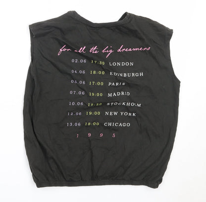H&M Girls Black  Cotton Basic Tank Size 13-14 Years Round Neck