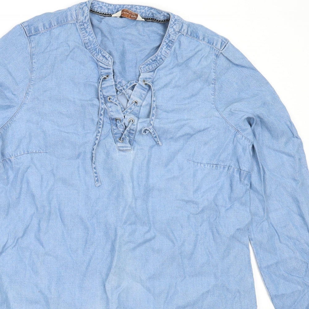 F&F Womens Blue  Lyocell Shift  Size 14  V-Neck