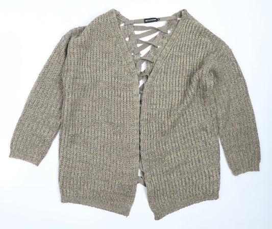 Womens UK Size 10 PRETTYLITTLETHING Brown Cardigan Jumper