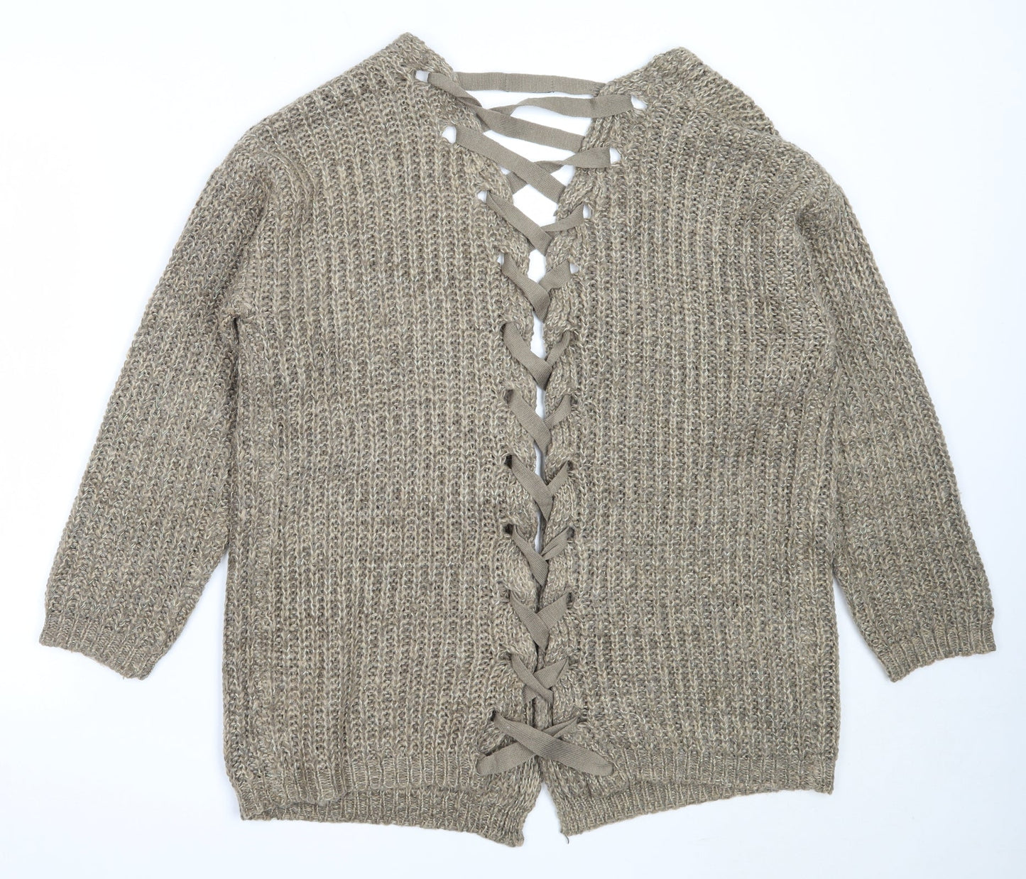 Womens UK Size 10 PRETTYLITTLETHING Brown Cardigan Jumper