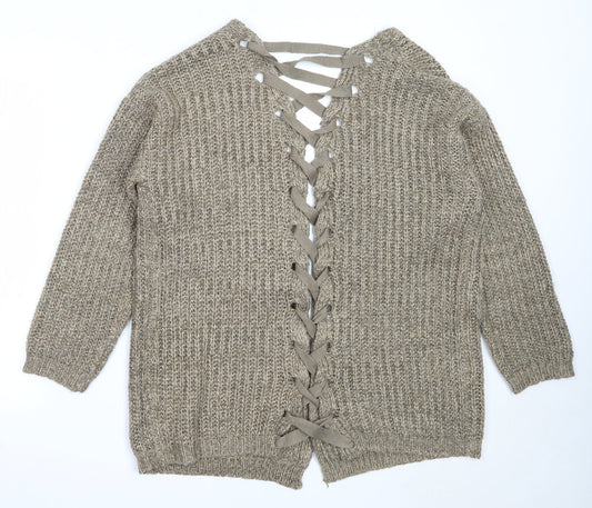 Womens UK Size 10 PRETTYLITTLETHING Brown Cardigan Jumper