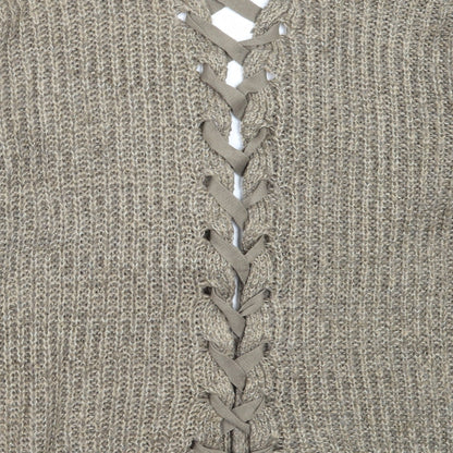 Womens UK Size 10 PRETTYLITTLETHING Brown Cardigan Jumper
