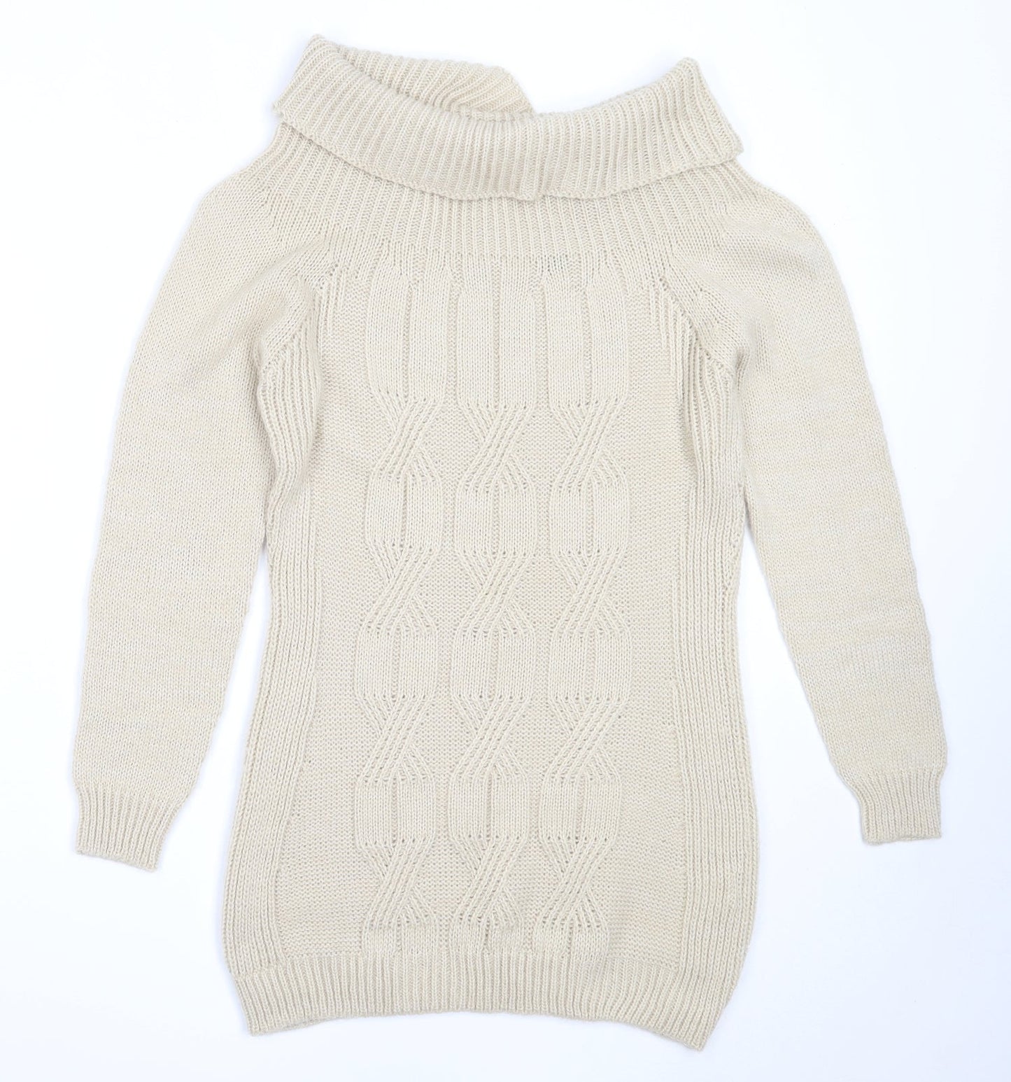 Womens UK Size S Preworn Beige Pullover Jumper