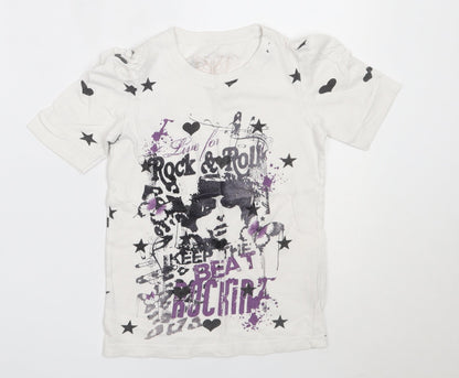 Young Dimension Girls White  Cotton Basic T-Shirt Size 7-8 Years Round Neck