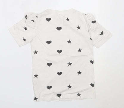 Young Dimension Girls White  Cotton Basic T-Shirt Size 7-8 Years Round Neck