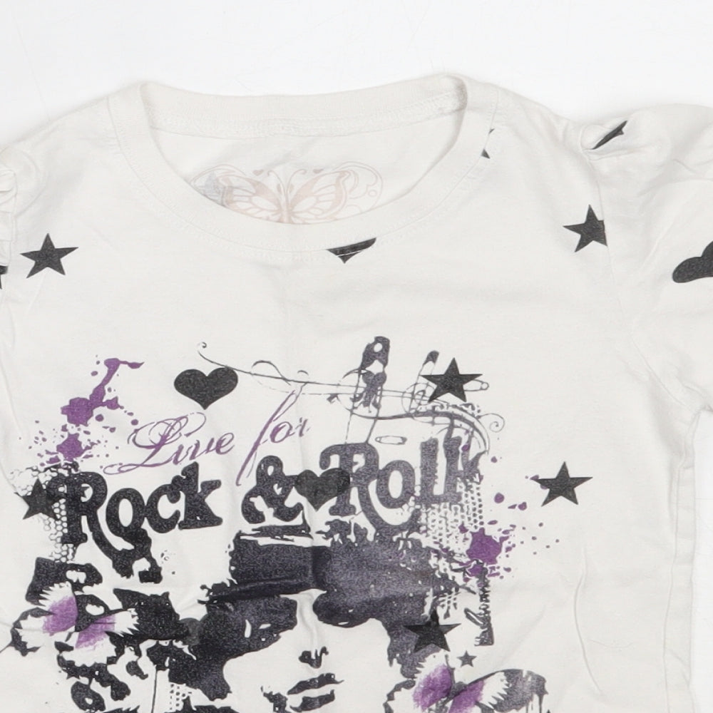 Young Dimension Girls White  Cotton Basic T-Shirt Size 7-8 Years Round Neck