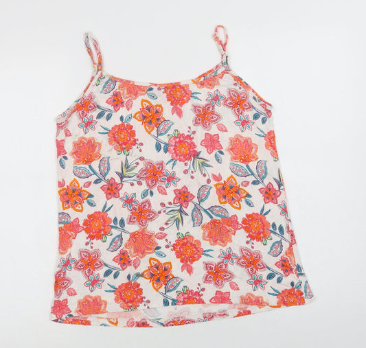 George Womens White Floral Viscose Camisole Blouse Size 12 V-Neck
