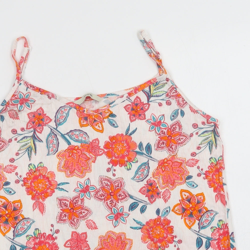 George Womens White Floral Viscose Camisole Blouse Size 12 V-Neck