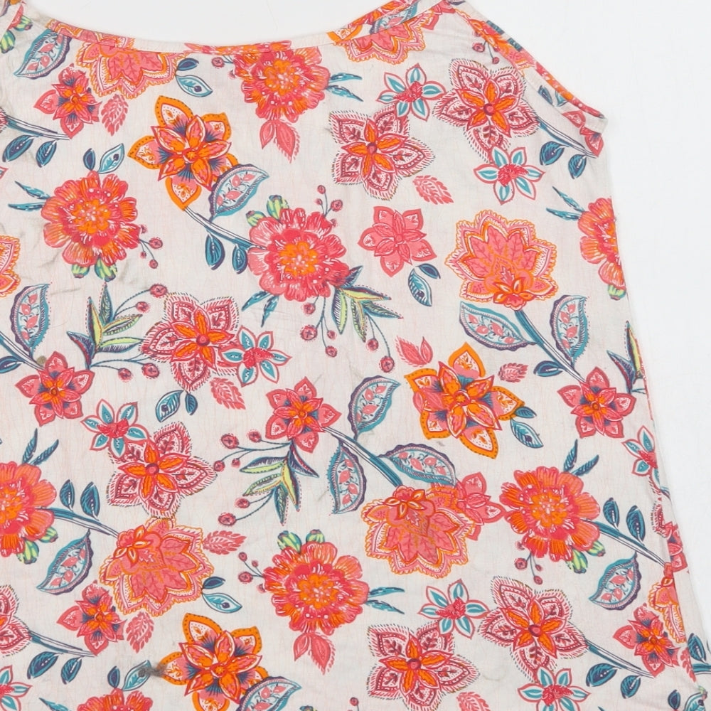 George Womens White Floral Viscose Camisole Blouse Size 12 V-Neck