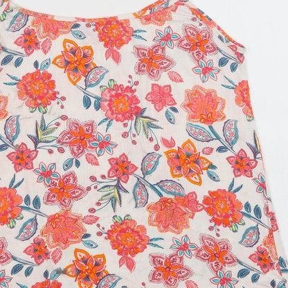 George Womens White Floral Viscose Camisole Blouse Size 12 V-Neck