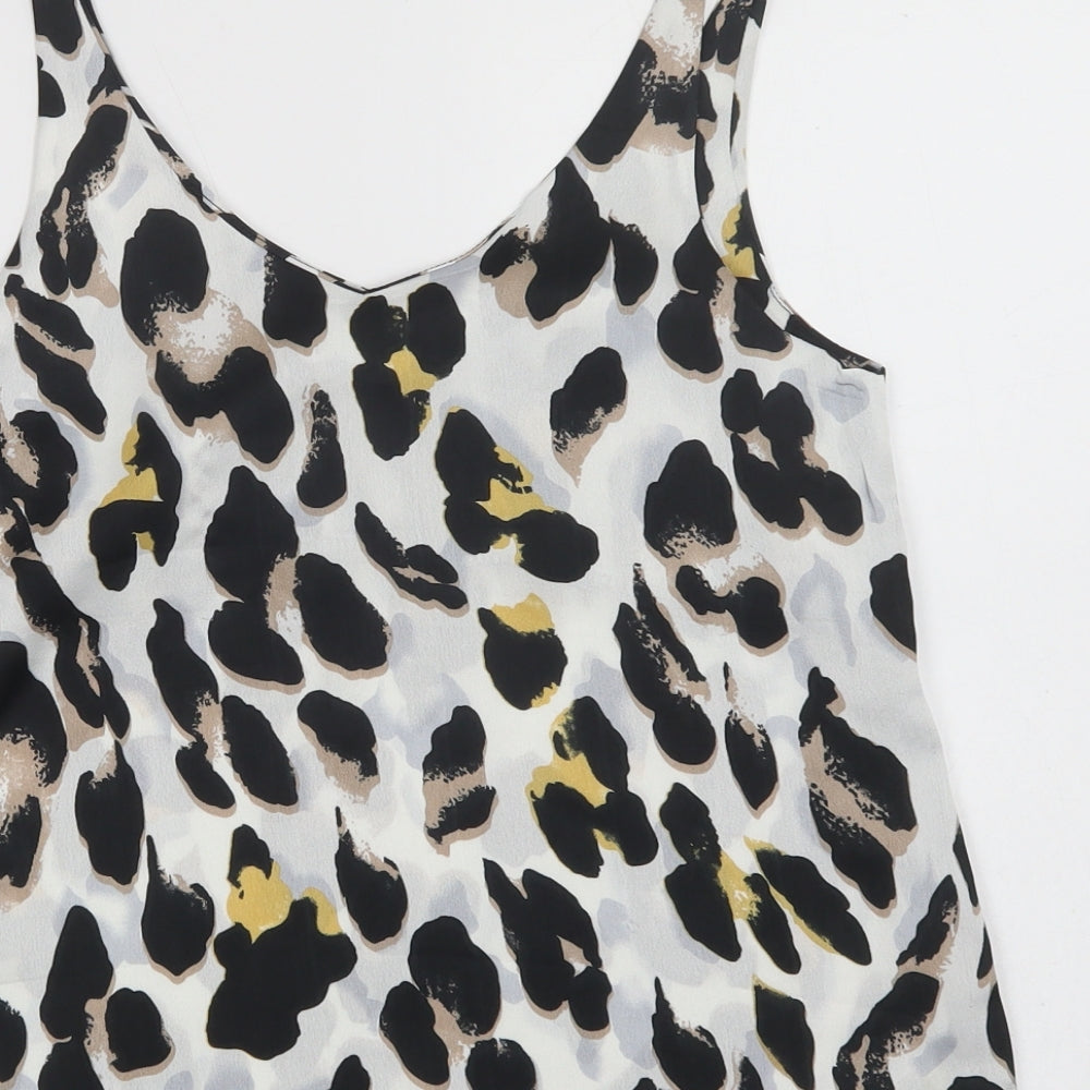 Loveown Womens White Animal Print Polyester Camisole Blouse Size 8 V-Neck