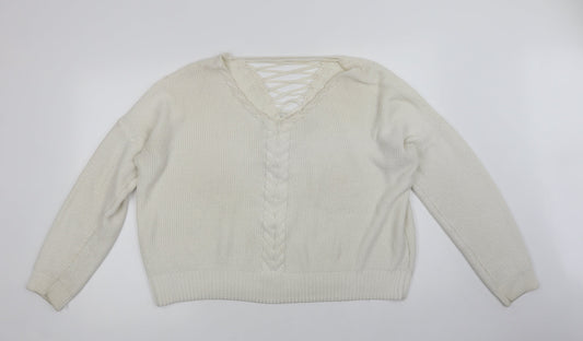 Womens UK Size 16 Miss Selfridge White Pullover Jumper