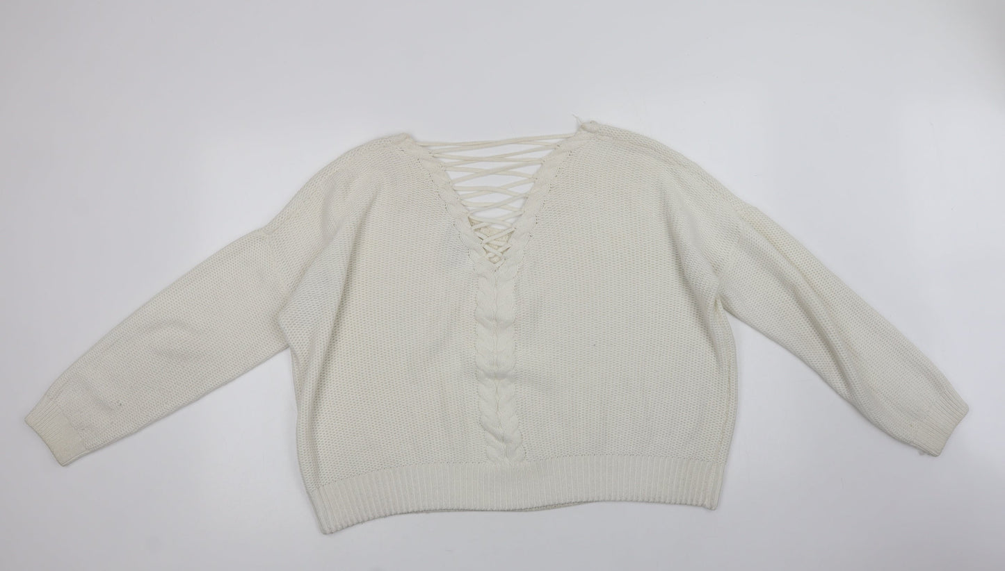 Womens UK Size 16 Miss Selfridge White Pullover Jumper