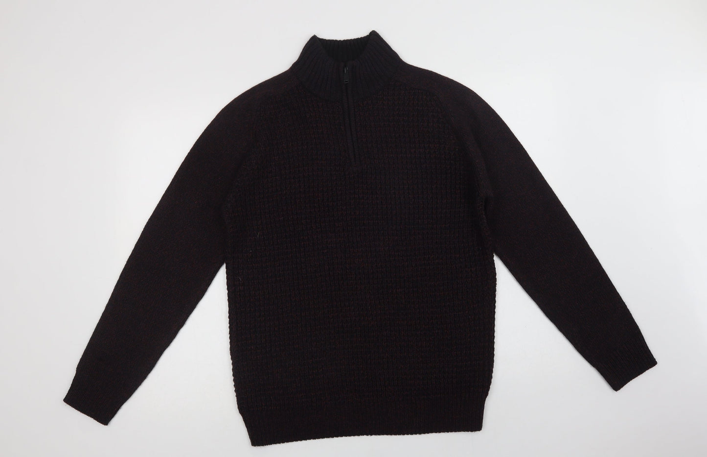 Burton Mens Purple Collared  Acrylic Henley Jumper Size M