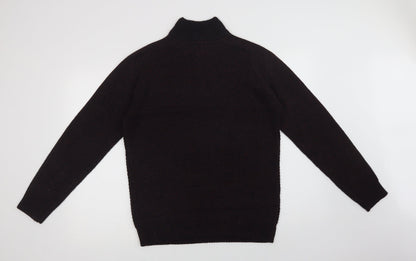 Burton Mens Purple Collared  Acrylic Henley Jumper Size M