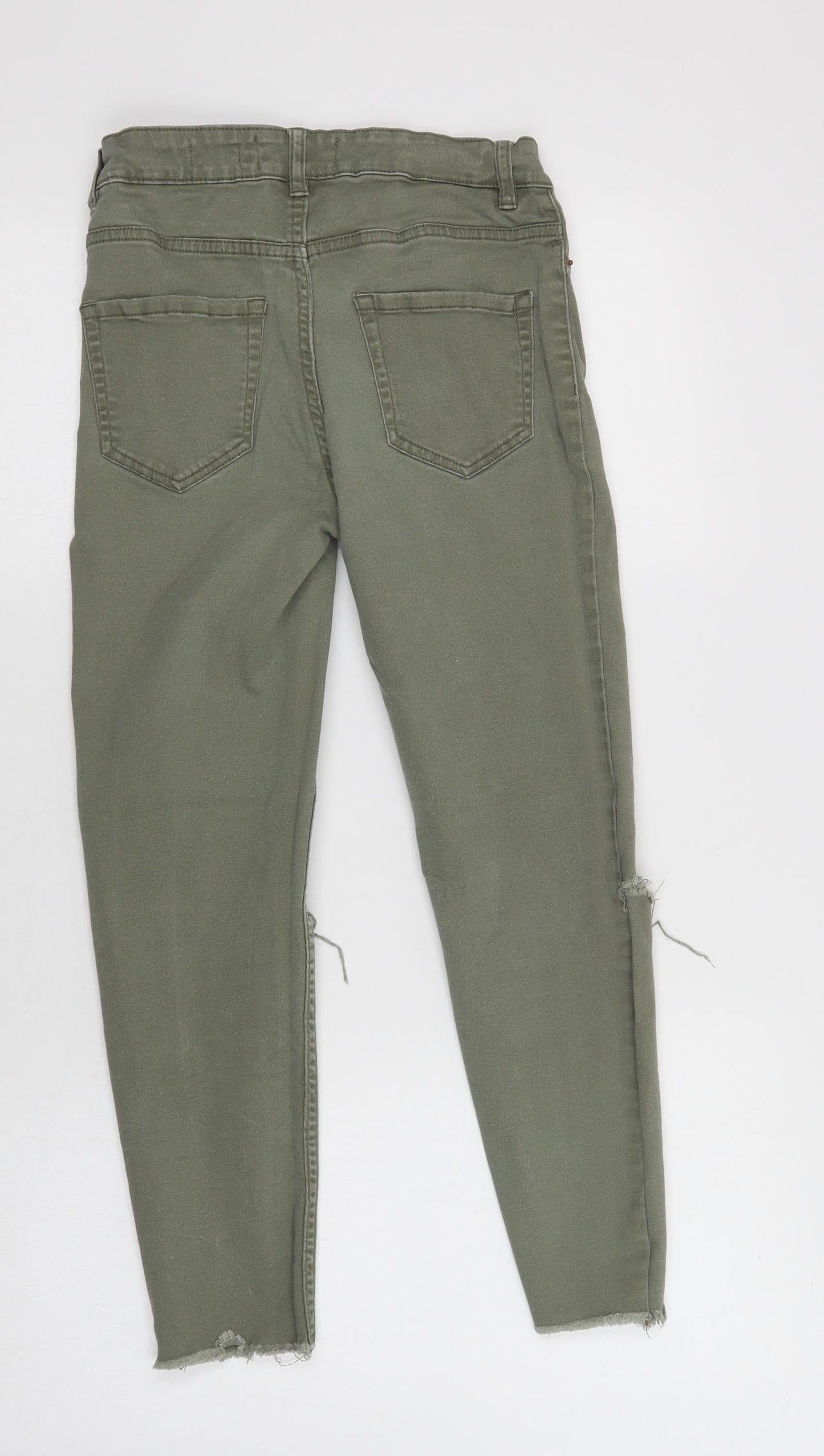 New Look Womens Green  Cotton Cropped Jeans Size 8 L25 in Regular Button