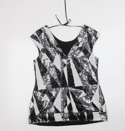 Womens UK Size 14 Julien Macdonald Black Basic Blouse