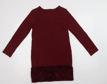 Relish Girls Purple  Viscose Pencil Dress  Size 12 Years  Crew Neck Zip
