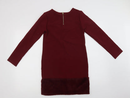 Relish Girls Purple  Viscose Pencil Dress  Size 12 Years  Crew Neck Zip