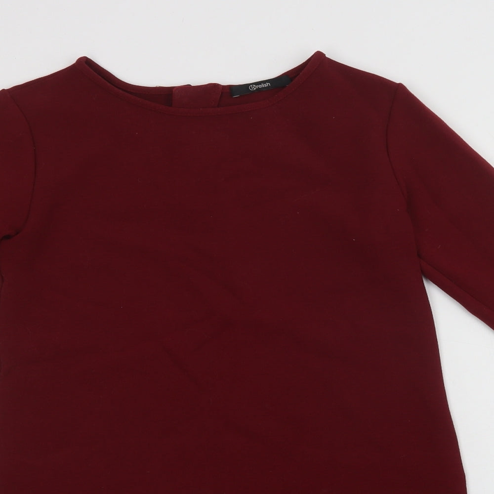 Relish Girls Purple  Viscose Pencil Dress  Size 12 Years  Crew Neck Zip