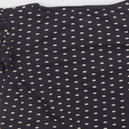 F&F Girls Grey Polka Dot Cotton Basic Blouse Size 5-6 Years Crew Neck