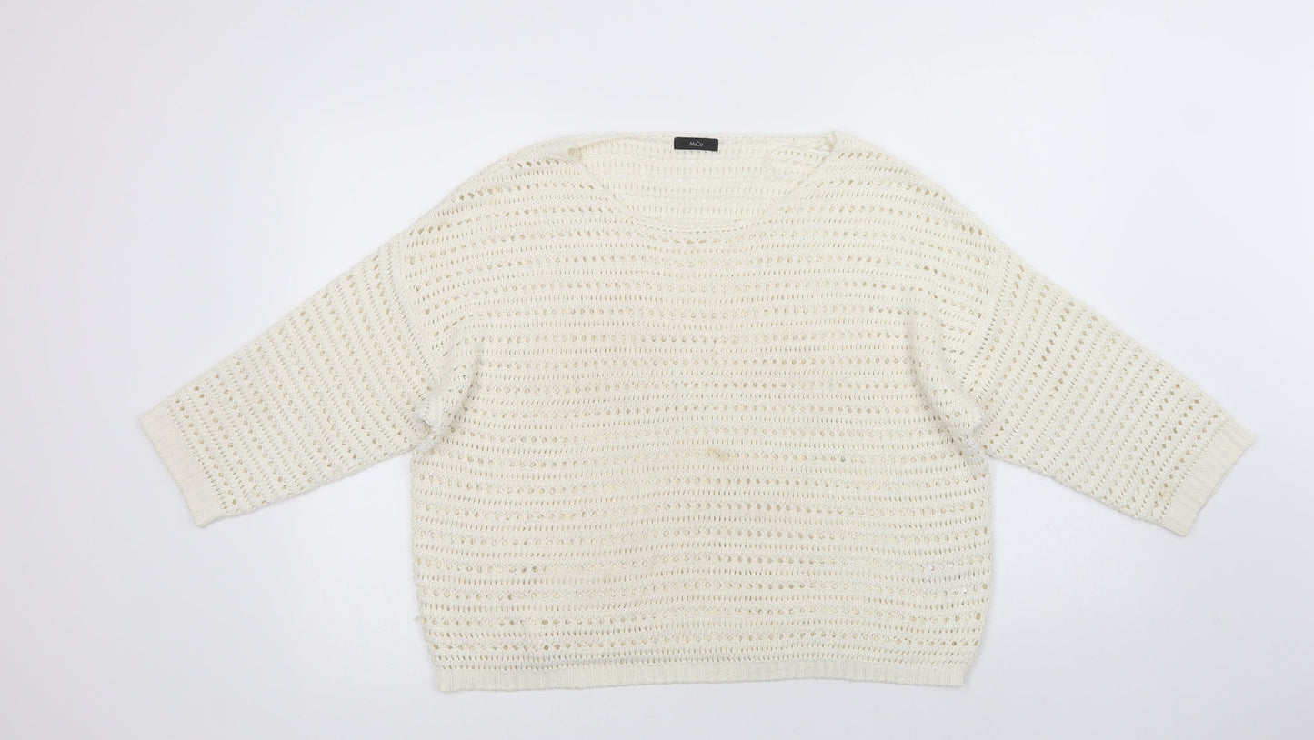 Womens UK Size 16 M & Co Ivory Pullover Jumper