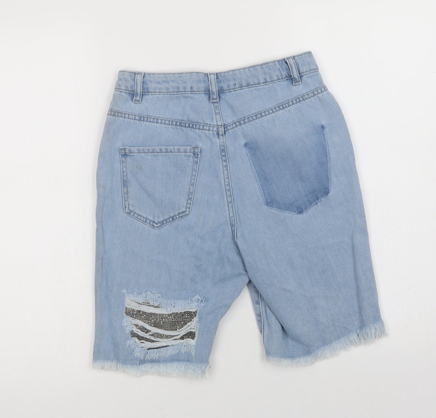 Missg Womens Blue  Cotton Chino Shorts Size 4 L9 in Regular Button