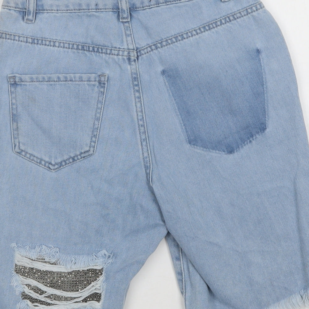 Missg Womens Blue  Cotton Chino Shorts Size 4 L9 in Regular Button