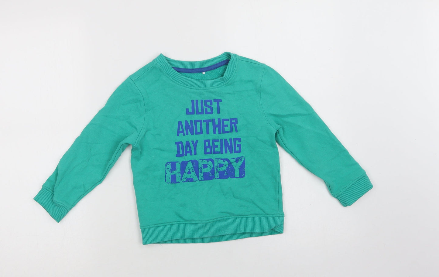 Mini Cl Girls Green  Cotton Pullover Sweatshirt Size 4-5 Years   - Happy