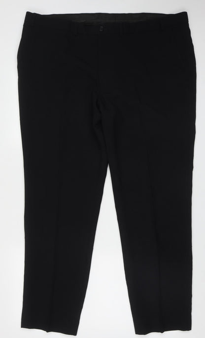 TU Mens Black  Polyester Trousers  Size 42 L31 in Regular Button
