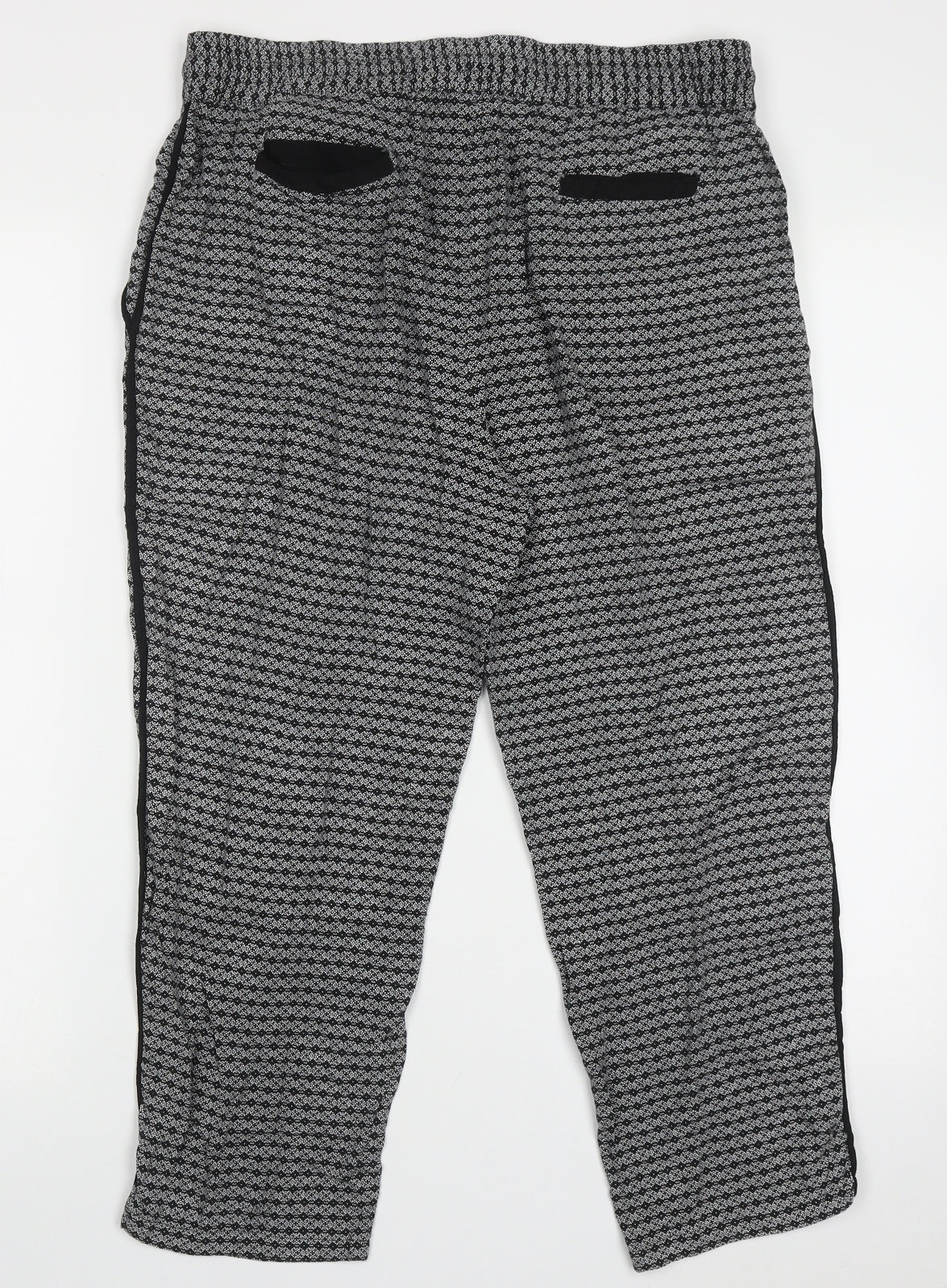 Womens UK Size 12 Preworn Regular Fit Cropped Black Trousers