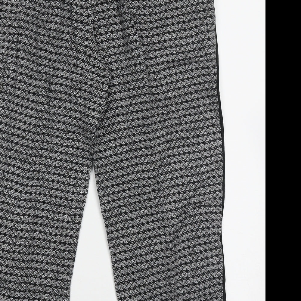 Womens UK Size 12 Preworn Regular Fit Cropped Black Trousers