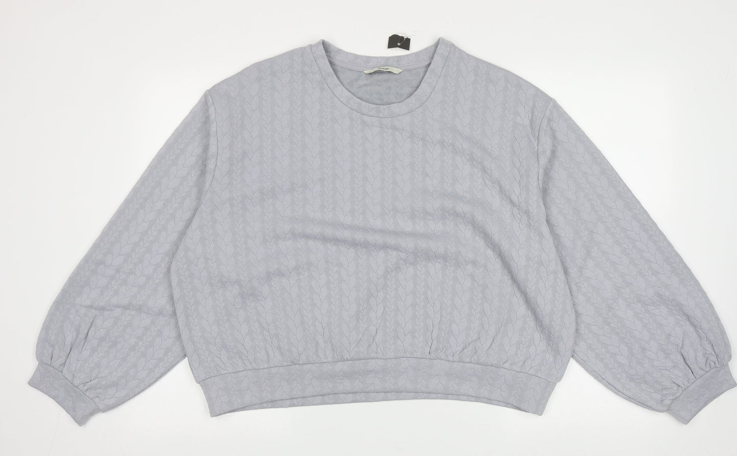 George Womens Grey Crew Neck Geometric Polyester Pullover Jumper Size 18