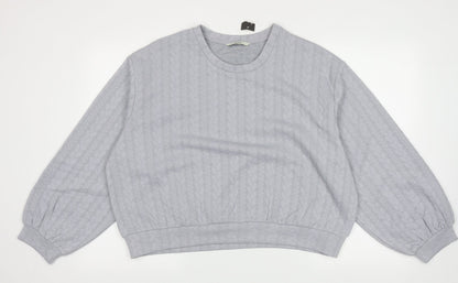 George Womens Grey Crew Neck Geometric Polyester Pullover Jumper Size 18