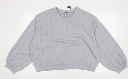 George Womens Grey Crew Neck Geometric Polyester Pullover Jumper Size 18