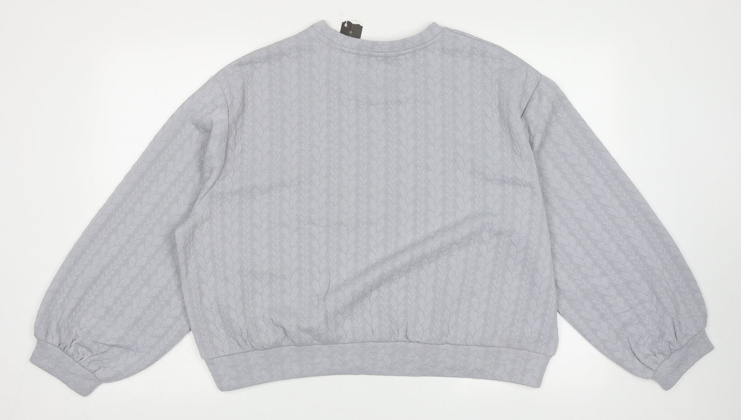 George Womens Grey Crew Neck Geometric Polyester Pullover Jumper Size 18