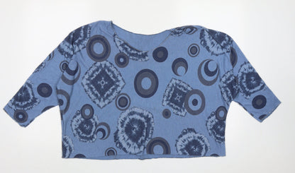 Preworn Womens Blue Boat Neck Geometric Viscose Pullover Jumper Size L