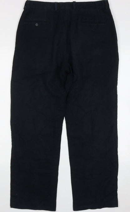 emmertex Mens Blue  Cotton Trousers  Size 34 L30 in Regular Button