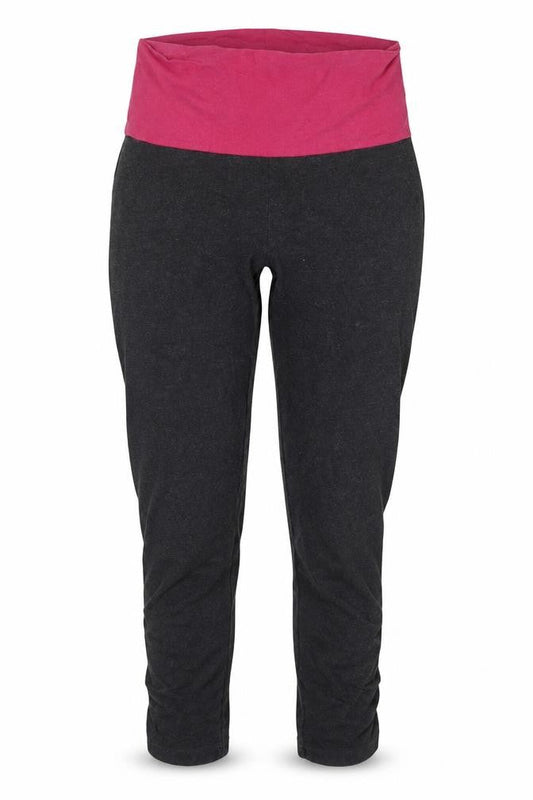 Front view of Preworn women’s grey cotton capri leggings, size UK 8, 28-inch leg