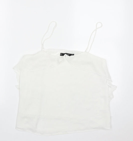 Mango Womens White  Polyester Basic Tank Size M V-Neck