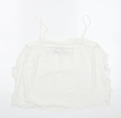 Mango Womens White  Polyester Basic Tank Size M V-Neck