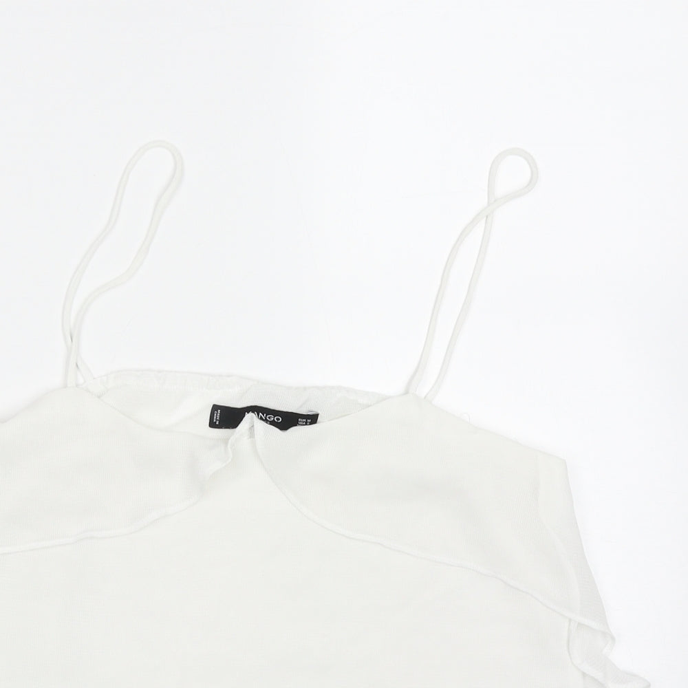 Mango Womens White  Polyester Basic Tank Size M V-Neck