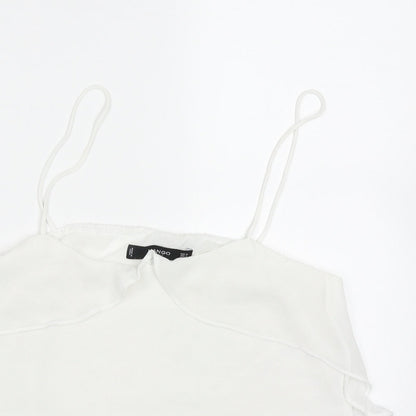 Mango Womens White  Polyester Basic Tank Size M V-Neck