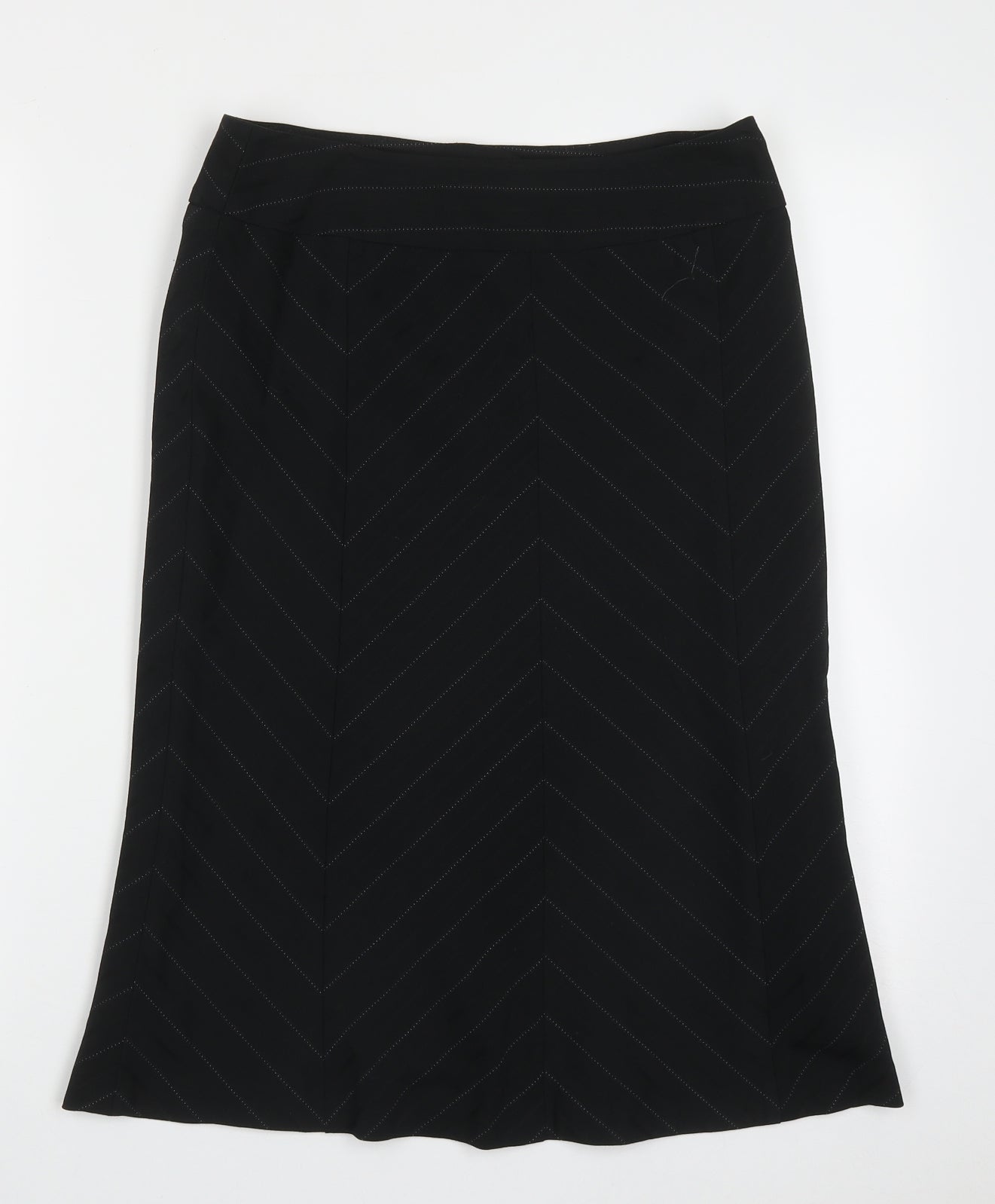NEXT Womens Black Geometric Polyester A-Line Skirt Size 8   Zip
