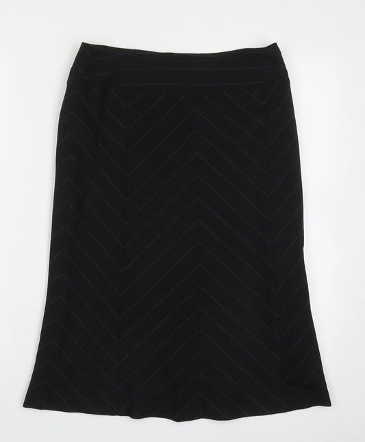 NEXT Womens Black Geometric Polyester A-Line Skirt Size 8   Zip