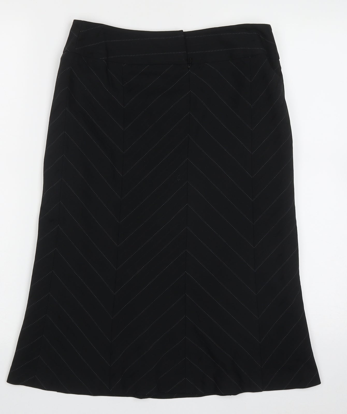NEXT Womens Black Geometric Polyester A-Line Skirt Size 8   Zip