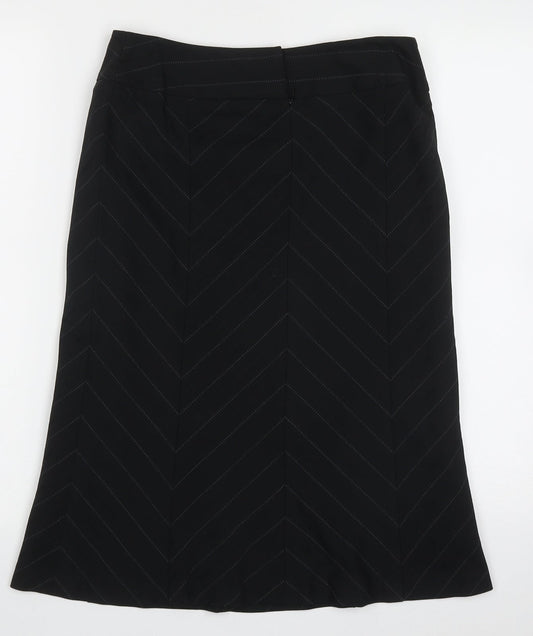 NEXT Womens Black Geometric Polyester A-Line Skirt Size 8   Zip