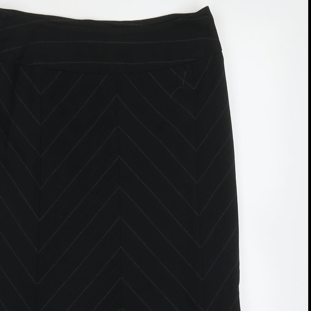 NEXT Womens Black Geometric Polyester A-Line Skirt Size 8   Zip